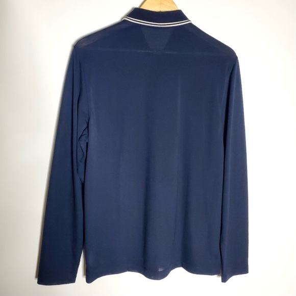 UNTUCKit Caesar Long Sleeve Polo shirt in Dark Blue Size Medium - Picture 4 of 8